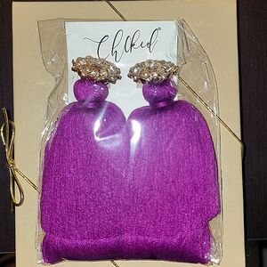 BRAND NEW CH0KED BRAND TASSLE EARRINGS IN PURPLE (FOR PIERCED EARS)